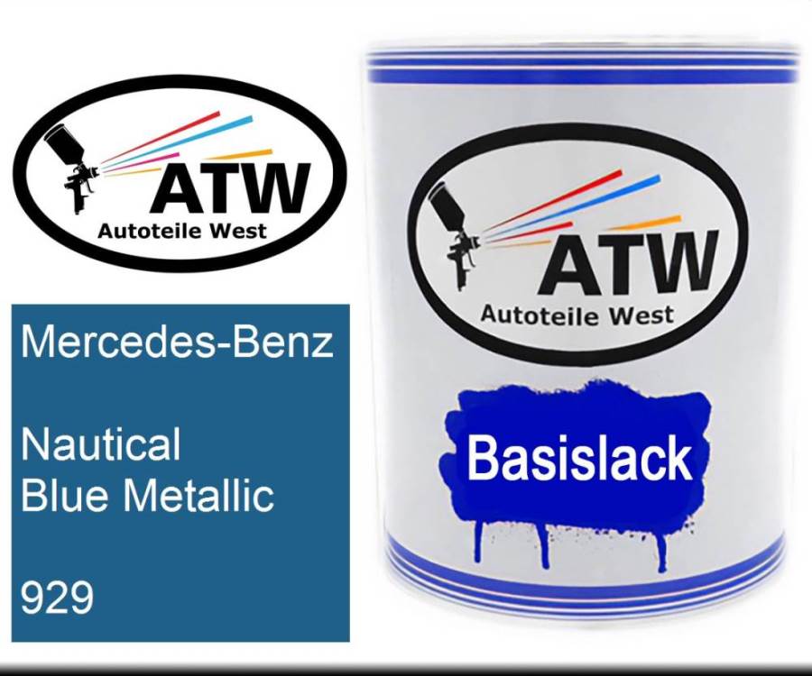 Mercedes-Benz, Nautical Blue Metallic, 929: 1L Lackdose, von ATW Autoteile West.